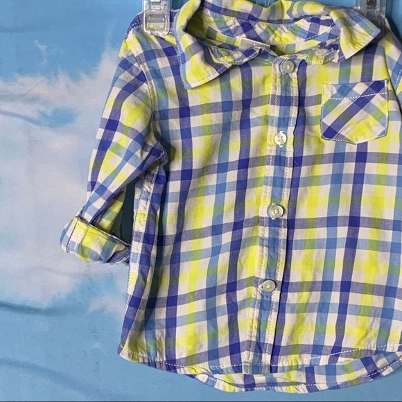 Gymboree- Yellow & Blue Button Up Top 12-18M - Picture 2 of 8